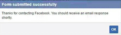 Facebook form submitted successfully